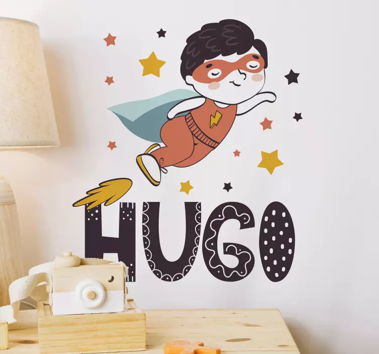 Adesivo con supereroe personalizzabile con nome - TenStickers