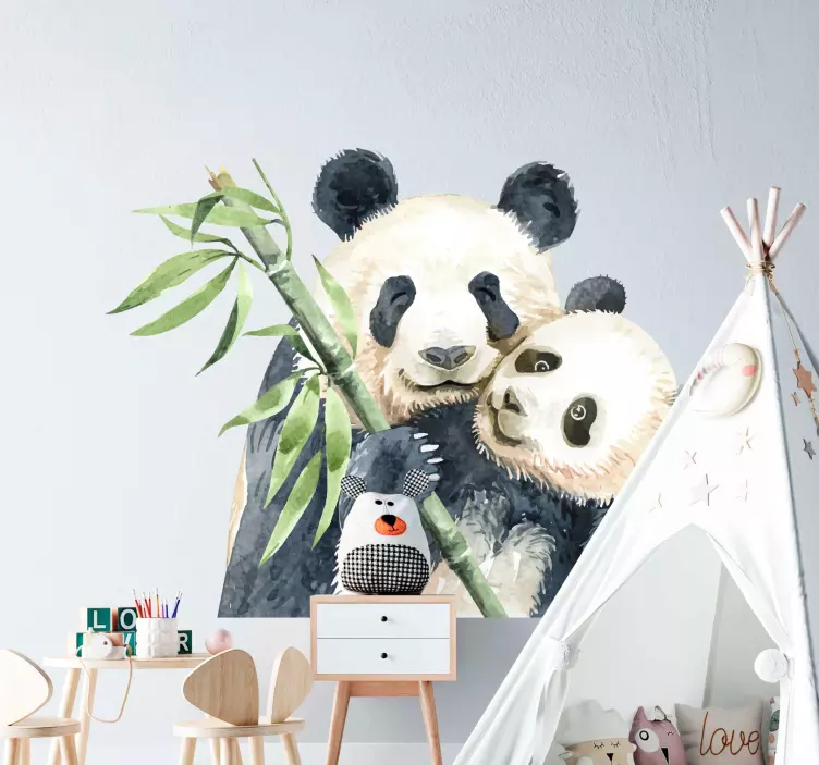 Adesivo murale albero Albero e panda - TenStickers