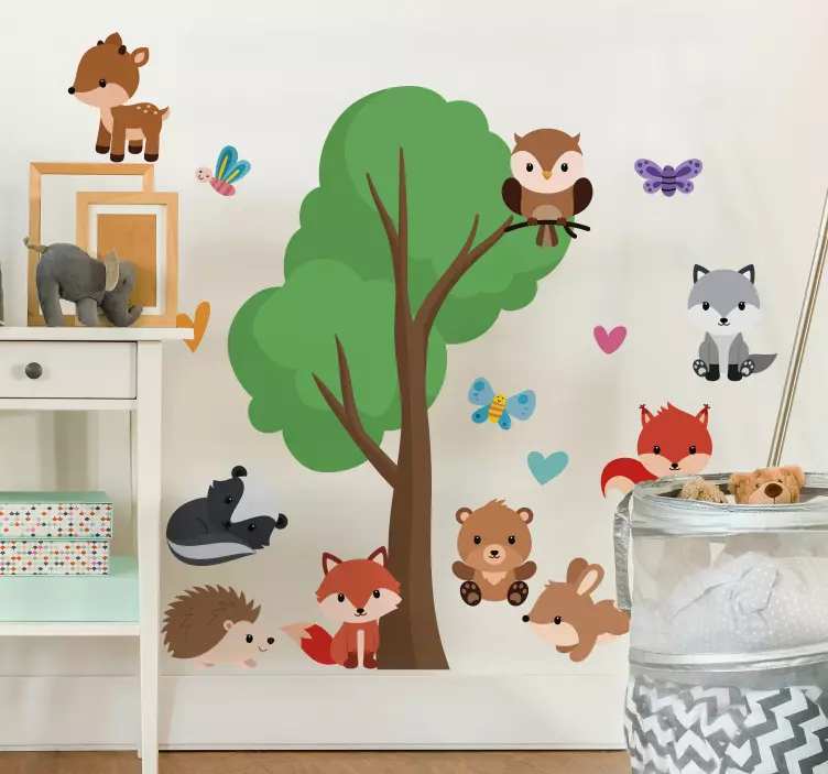 Allegro adesivo murale albero e animali bosco - TenStickers