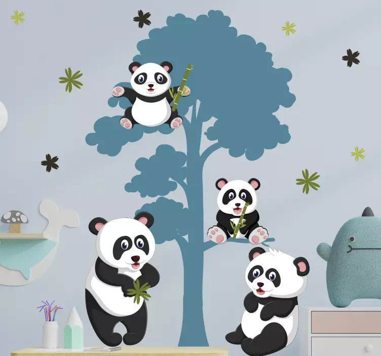 Sticker animale domestico clan di panda adorabili - TenStickers