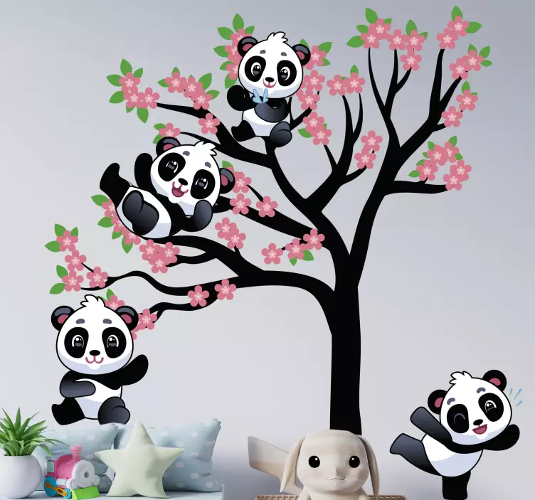 Sticker animale domestico personaggi panda giocosi - TenStickers