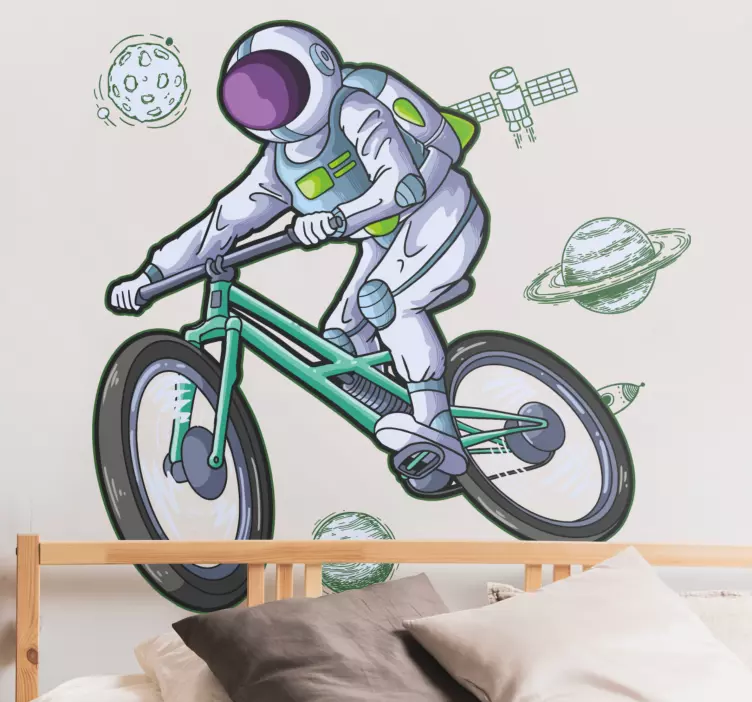 Adesivo spazio avventura in bicicletta astronauta - TenStickers