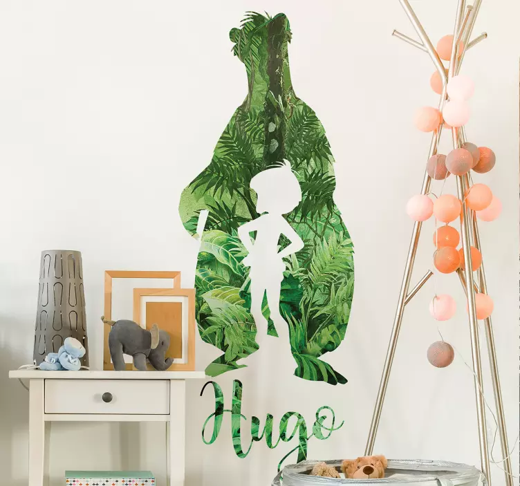 Sticker bambino libro giungla personalizzabile - TenStickers