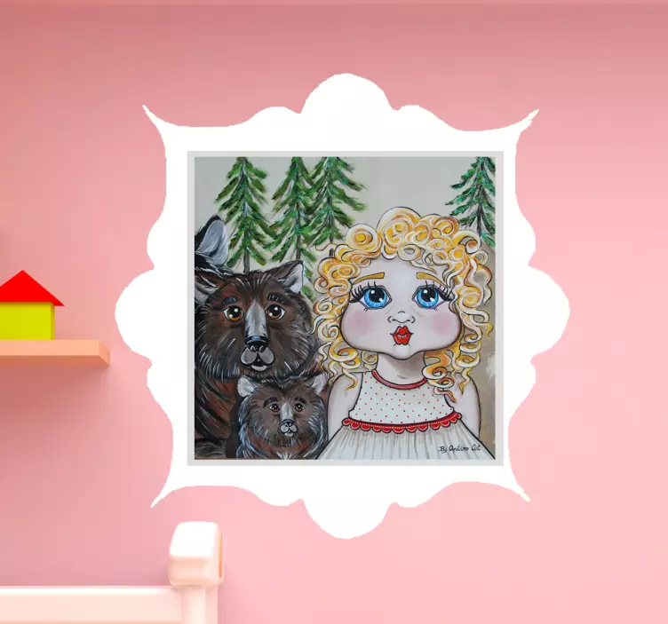 Adesivo murale bambino ragazza e orsi - TenStickers