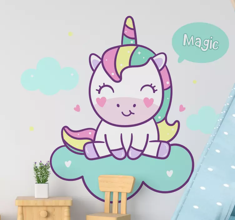 Adesivo per bambini personaggio unicorno felice - TenStickers