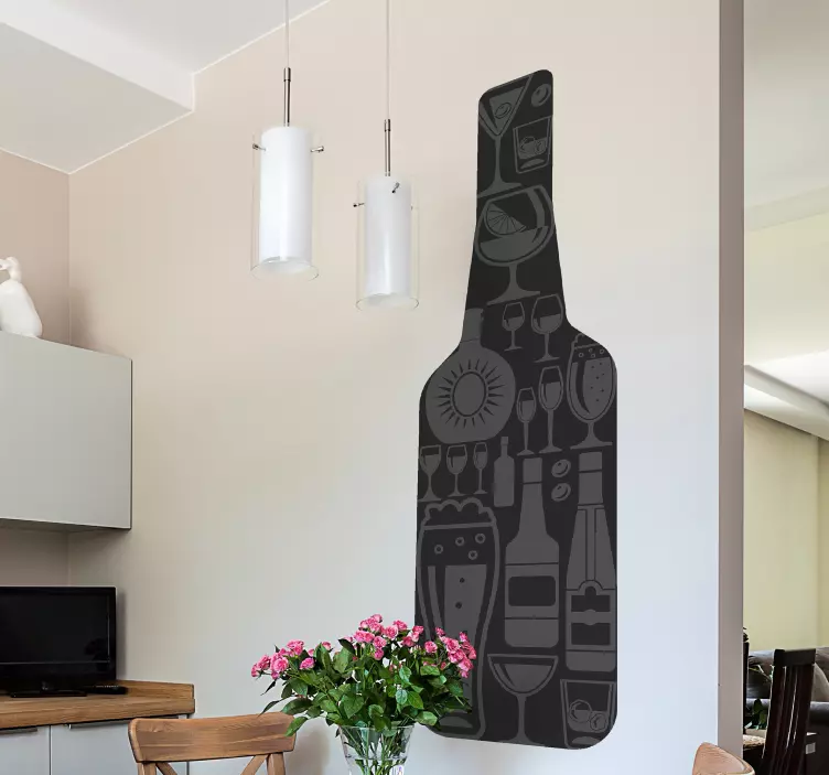 Adesivo bibita Bottiglia di vino con cocktail - TenStickers