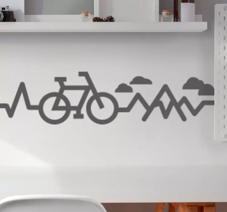 Adesivo bici Amanti del cuore di montagna - TenStickers