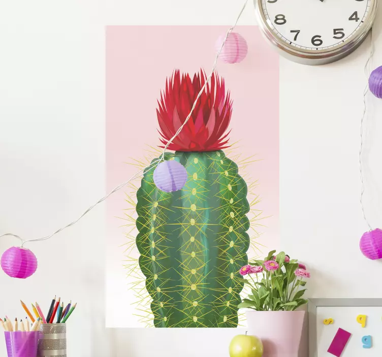 Adesivo cactus con fiore in fiore - TenStickers