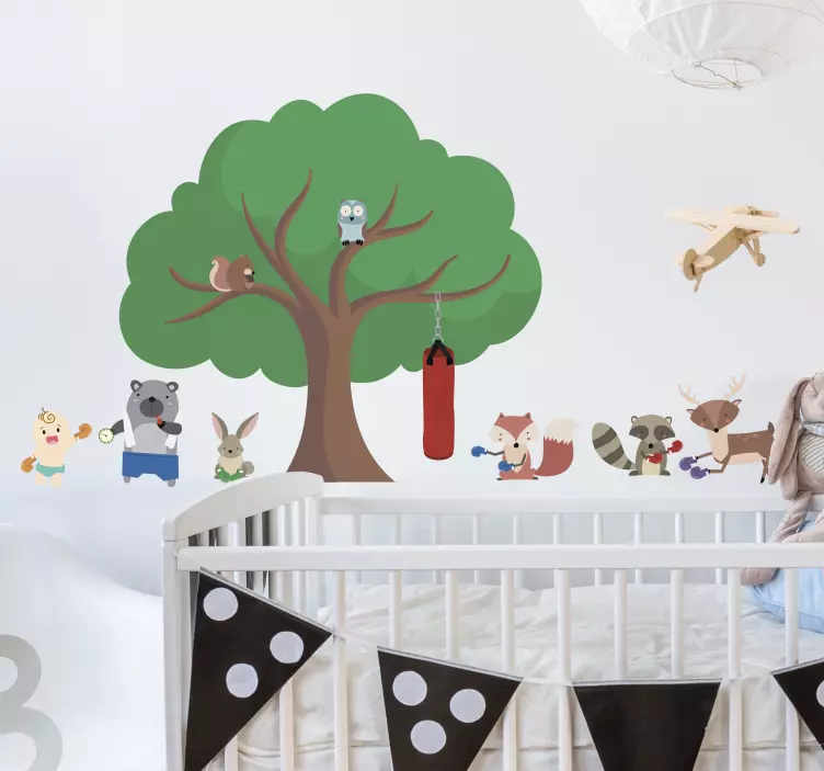 Sticker cameretta animaletti boxe - TenStickers