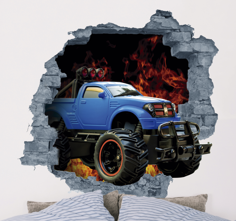 Sticker cameretta macchina 3d - TenStickers