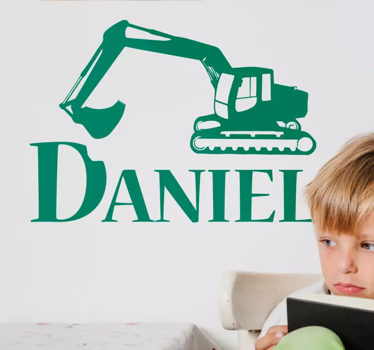Adesivo murali scavatore bambino con nome personalizzato - TenStickers