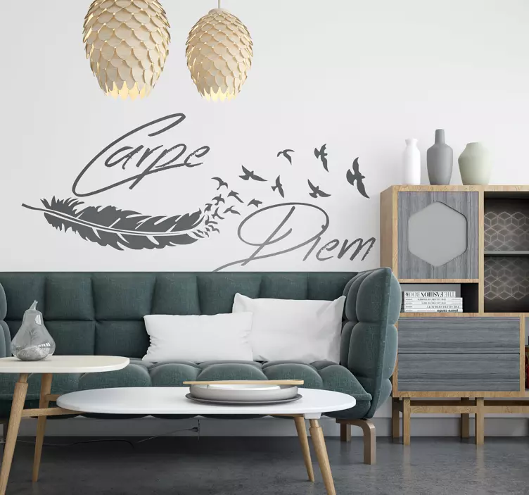 Sticker carpe diem piume uccelli - TenStickers