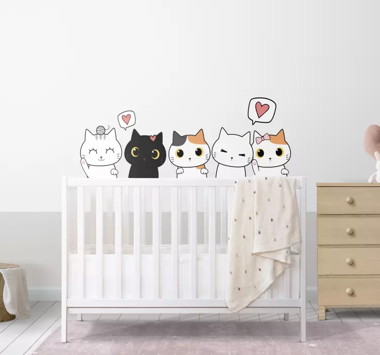 adesivo cartone animato Famiglia di gatti anime - TenStickers