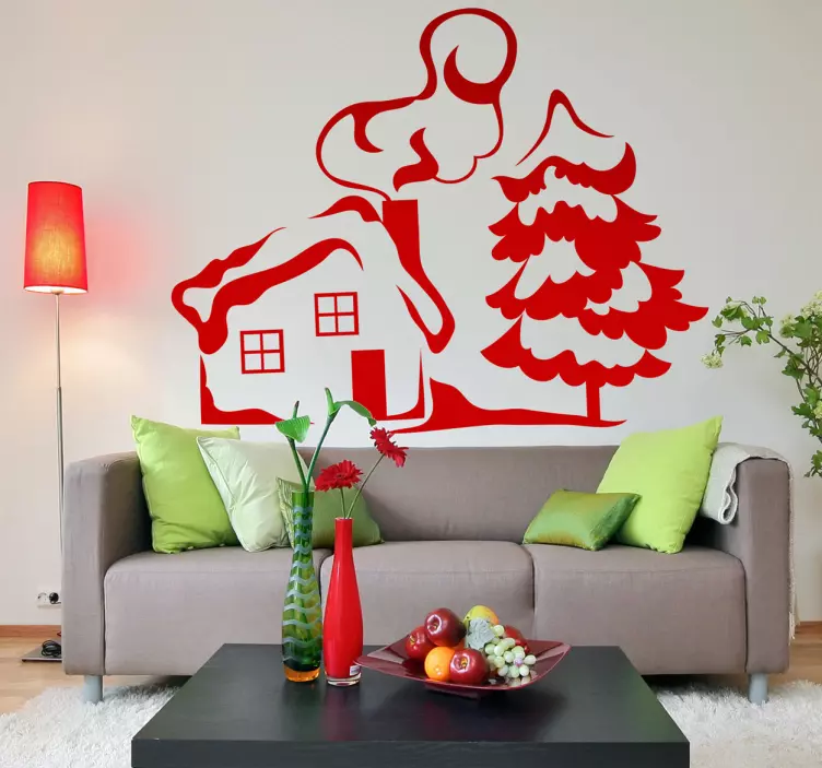 Sticker casa e albero innevato - TenStickers
