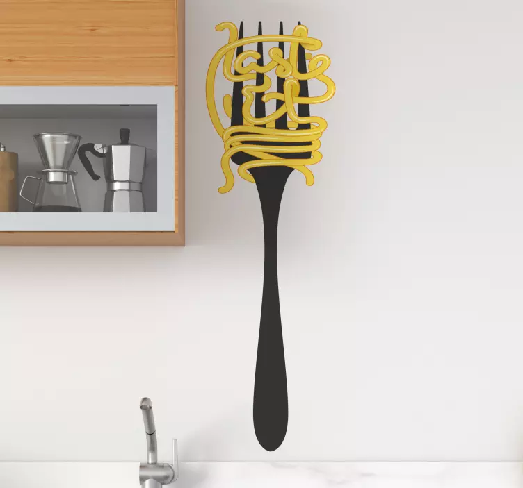 Adesivo cibo Forchetta con gli spaghetti - TenStickers