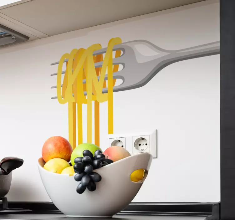 Adesivo cibo Forchetta con gli spaghetti - TenStickers