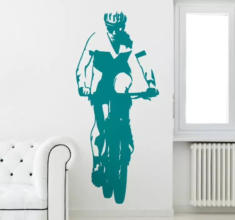 Sticker ciclista mountain bike in rotta - TenStickers