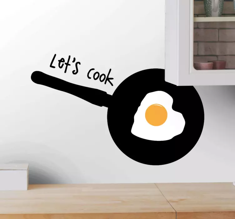 Adesivo murale cucina Cuciniamo con l'uovo fritto - TenStickers