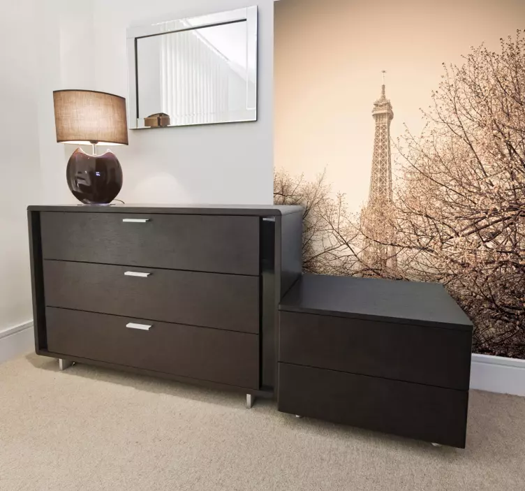 Sticker decorativo alberi e torre Eiffel - TenStickers