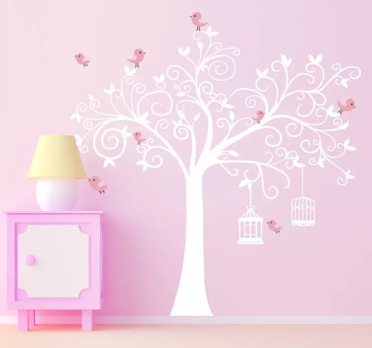 Sticker decorativo albero con gabbie - TenStickers