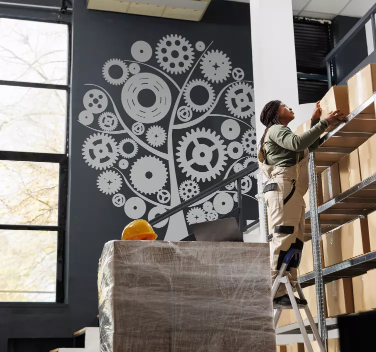 Sticker decorativo albero degli ingranaggi - TenStickers