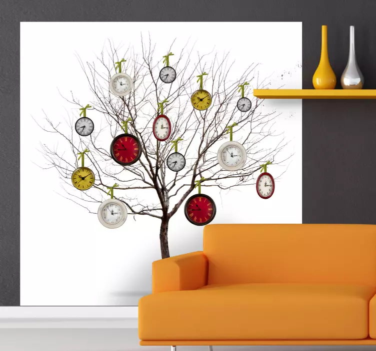 Sticker decorativo albero degli orologi - TenStickers