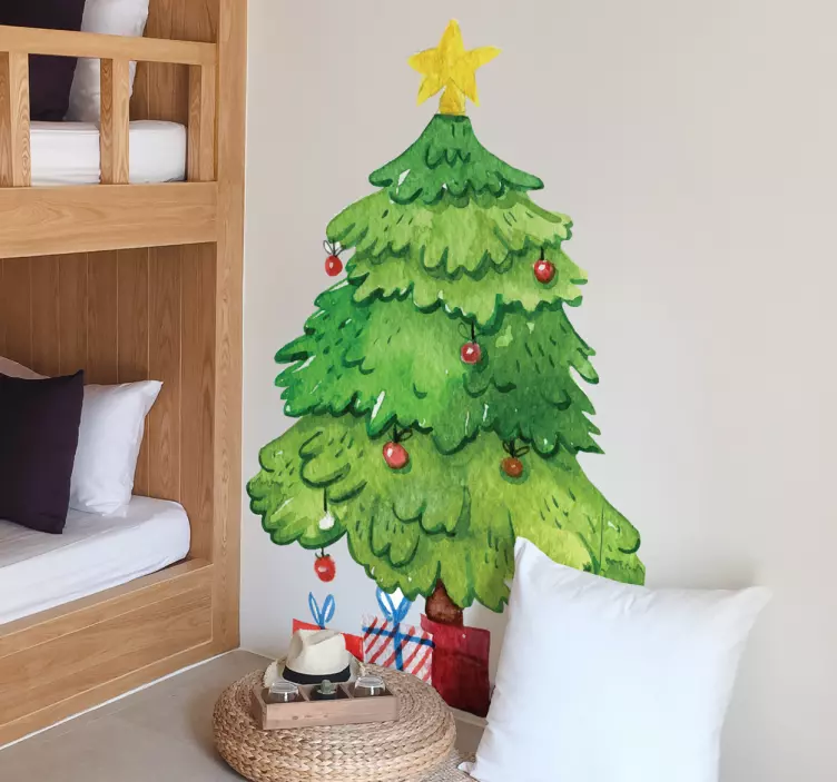 Sticker decorativo Albero di Natale e regali - TenStickers