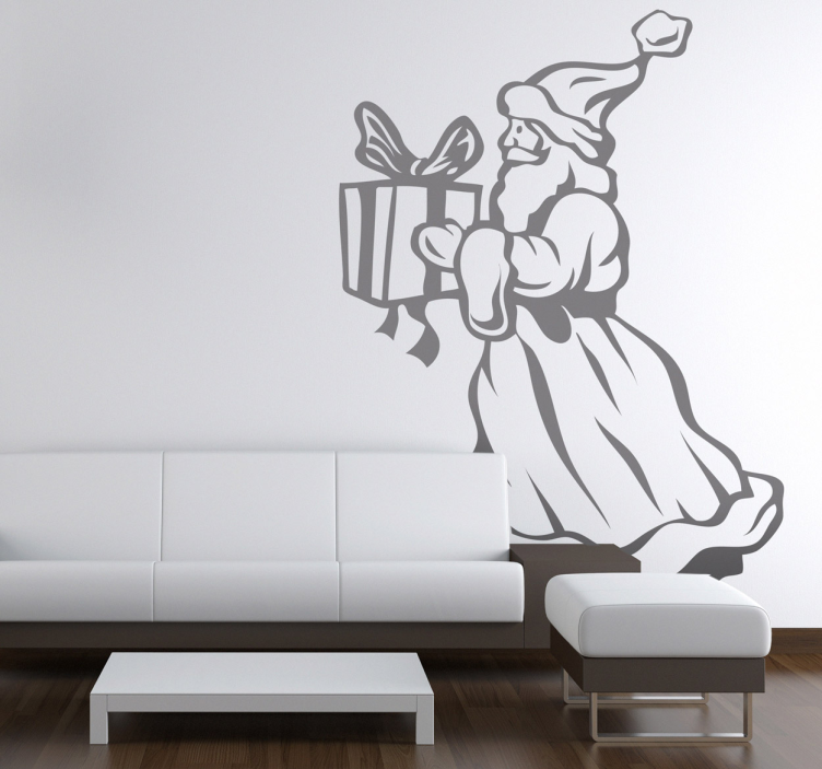 Sticker decorativo Babbo Natale con regalo - TenStickers