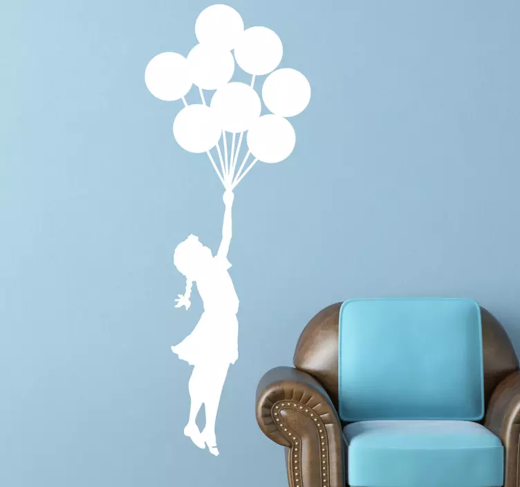 Adesivo murali soggiorno Bansky bambina con palloncini - TenStickers