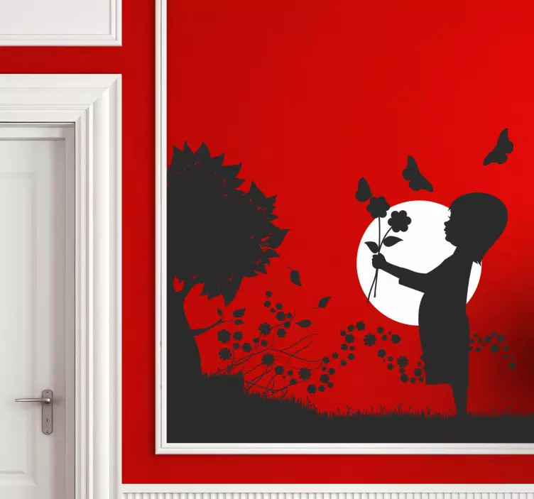 Sticker decorativo bimba con farfalle - TenStickers