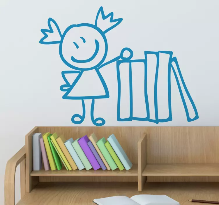 Sticker decorativo bimba con libri - TenStickers