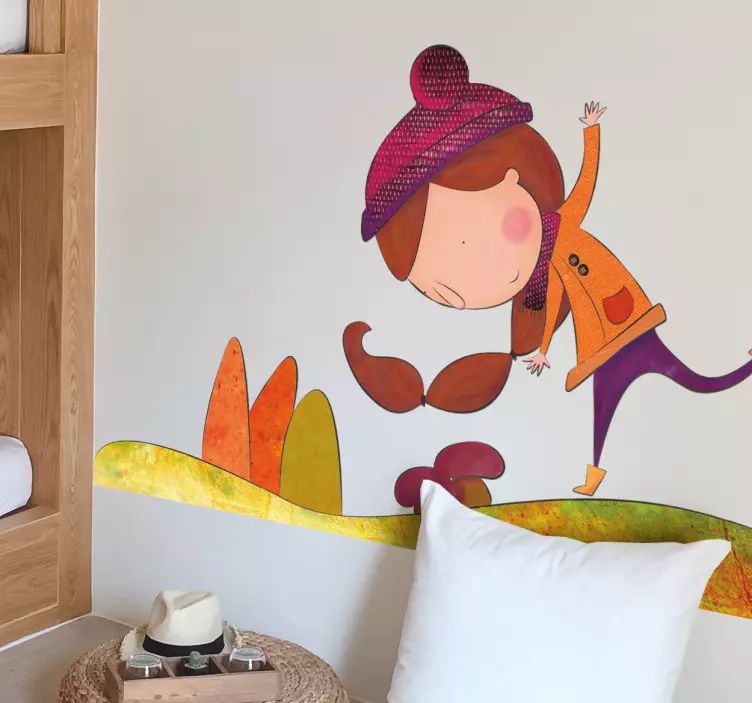 Sticker decorativo bimba in autunno - TenStickers
