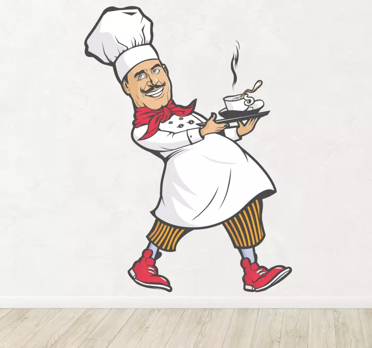 Sticker decorativo chef baffuto - TenStickers