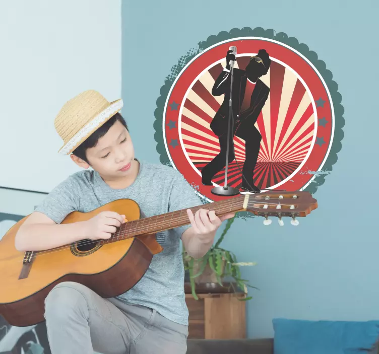 Sticker decorativo circolare cantante rock - TenStickers