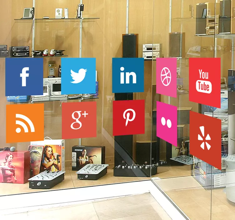 Adesivo per vetrina collezione icone social - TenStickers