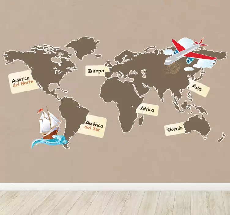 Sticker decorativo continenti fondo scuro - TenStickers