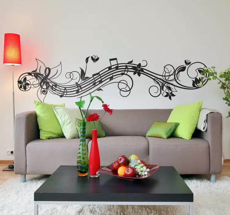 Sticker decorativo cornice musica e fiori - TenStickers