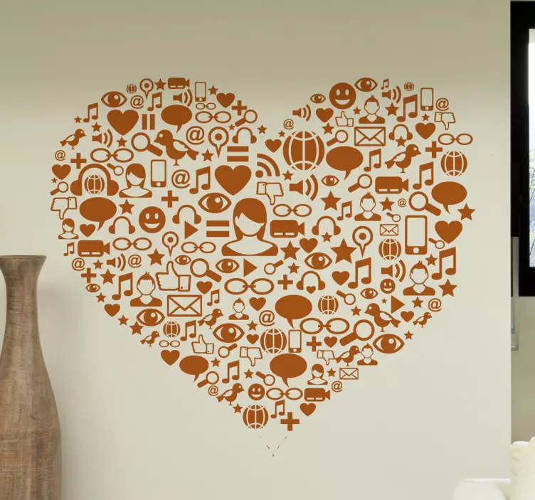 Sticker decorativo cuore icone social - TenStickers