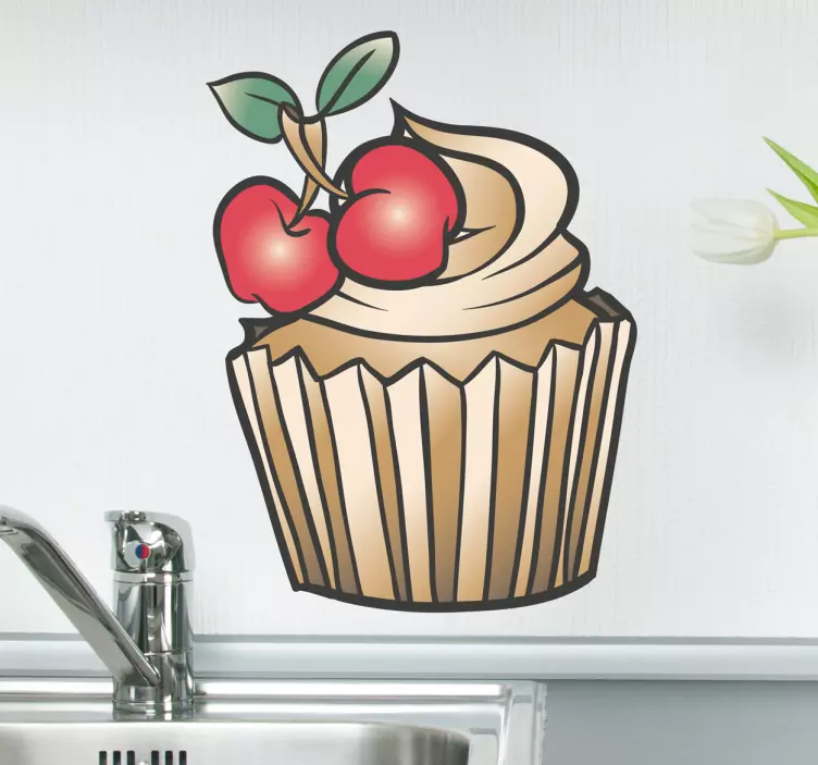 Sticker decorativo cupcake con ciliegine - TenStickers