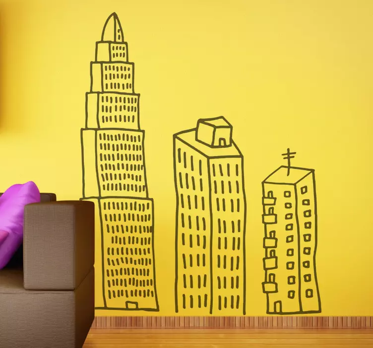 Sticker decorativo disegno tre palazzi - TenStickers