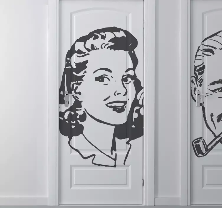 Adesivo bagno per porta donna anni 40 - TenStickers