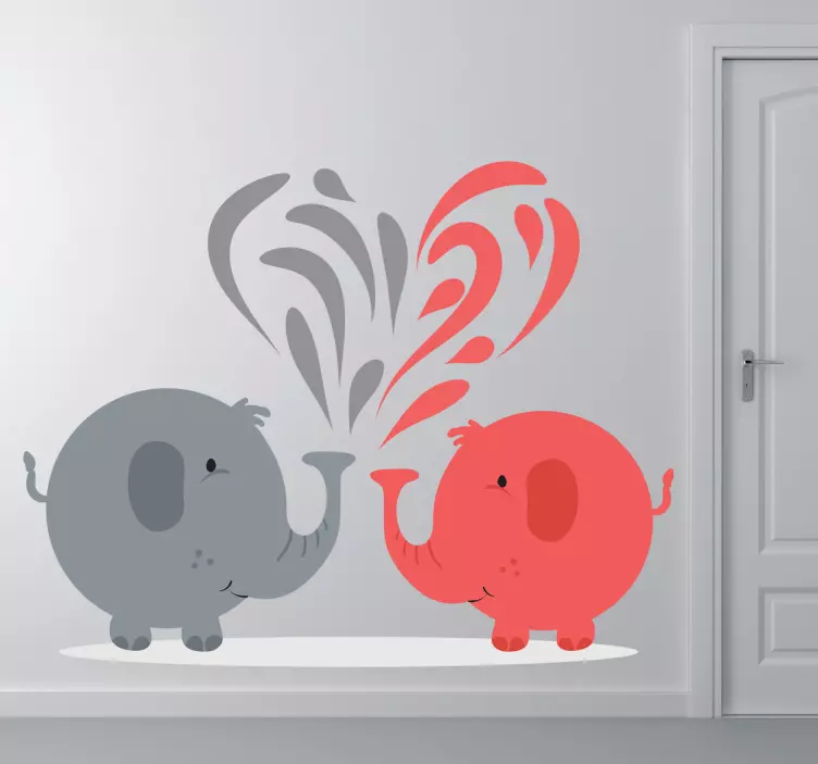 Sticker decorativo elefante grigio e rosso - TenStickers