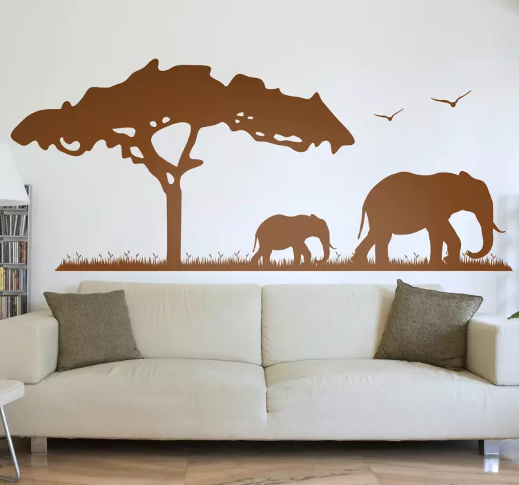 Sticker decorativo elefanti Africa - TenStickers