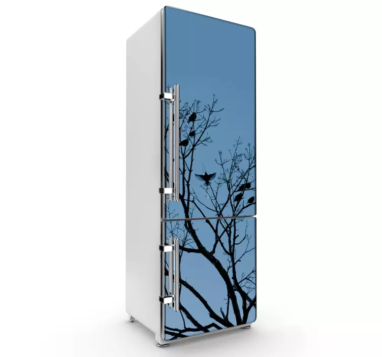 Adesivo frigo albero con uccellini - TenStickers