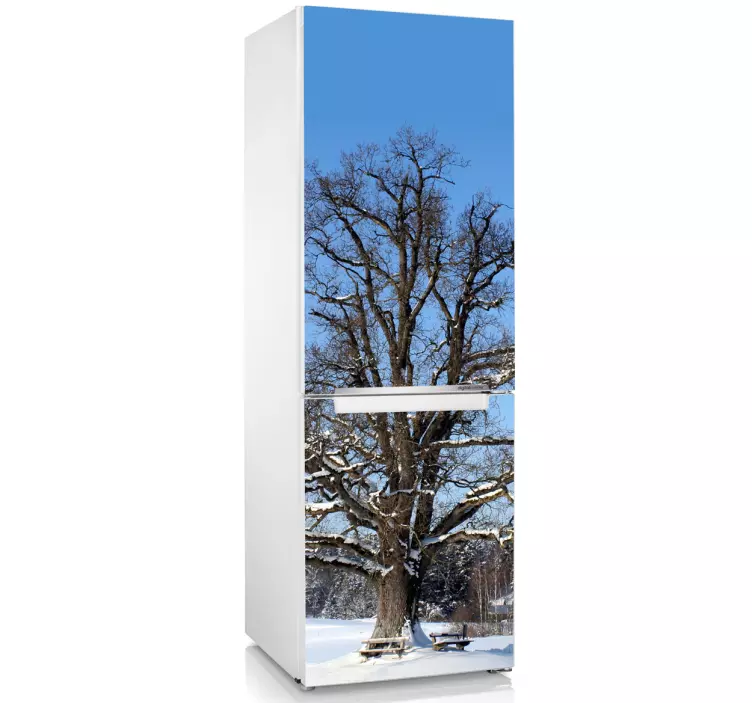 Sticker decorativo frigo albero innevato - TenStickers