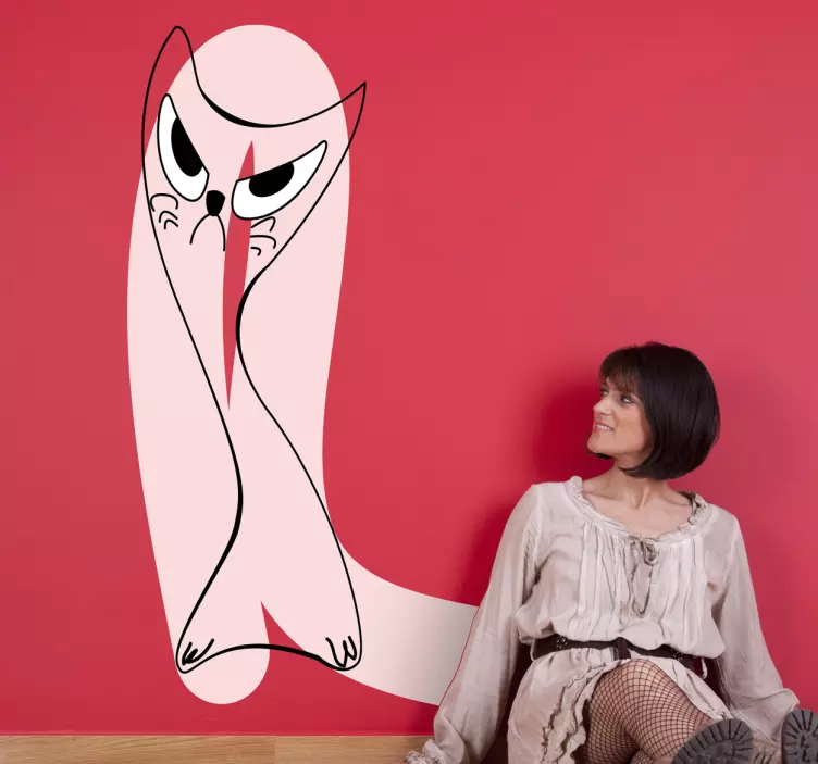 Sticker decorativo gatto rosa - TenStickers