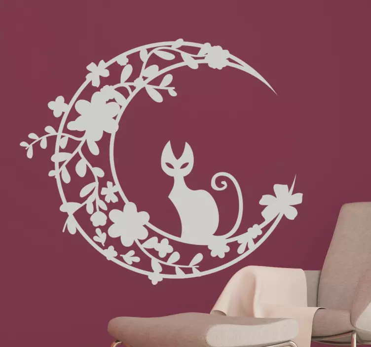 Sticker decorativo gatto sulla luna - TenStickers