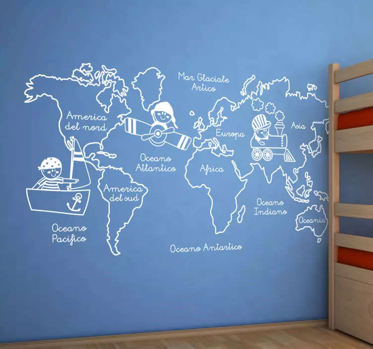 Sticker decorativo giro intorno al mondo - TenStickers