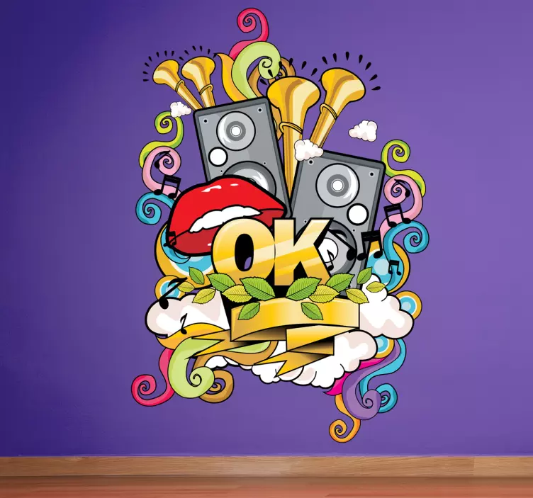Sticker decorativo graffiti musica - TenStickers