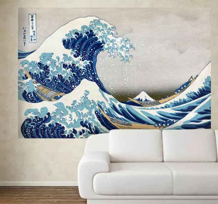 Adesivo murali soggiorno grande Onda Kanagawa - TenStickers